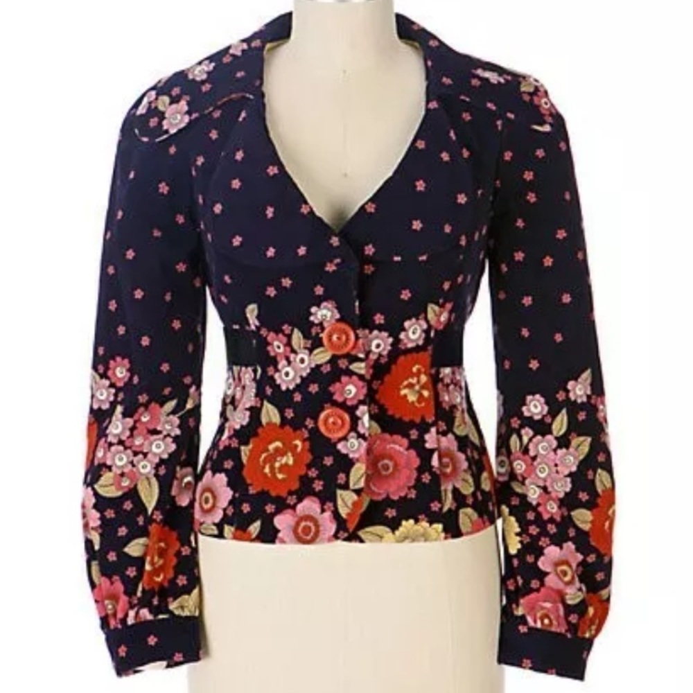 Anthropologie Elevenses Moonlit Petunia Blazer